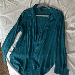 Teal button down shirt